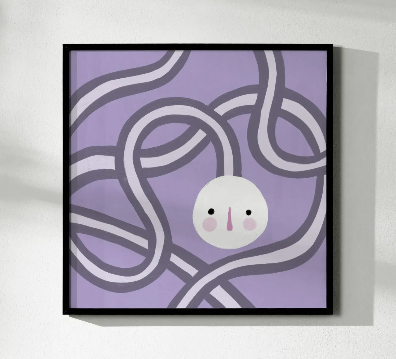 Volto viola poster con telaio in plastica da Johannes Lott Illustration