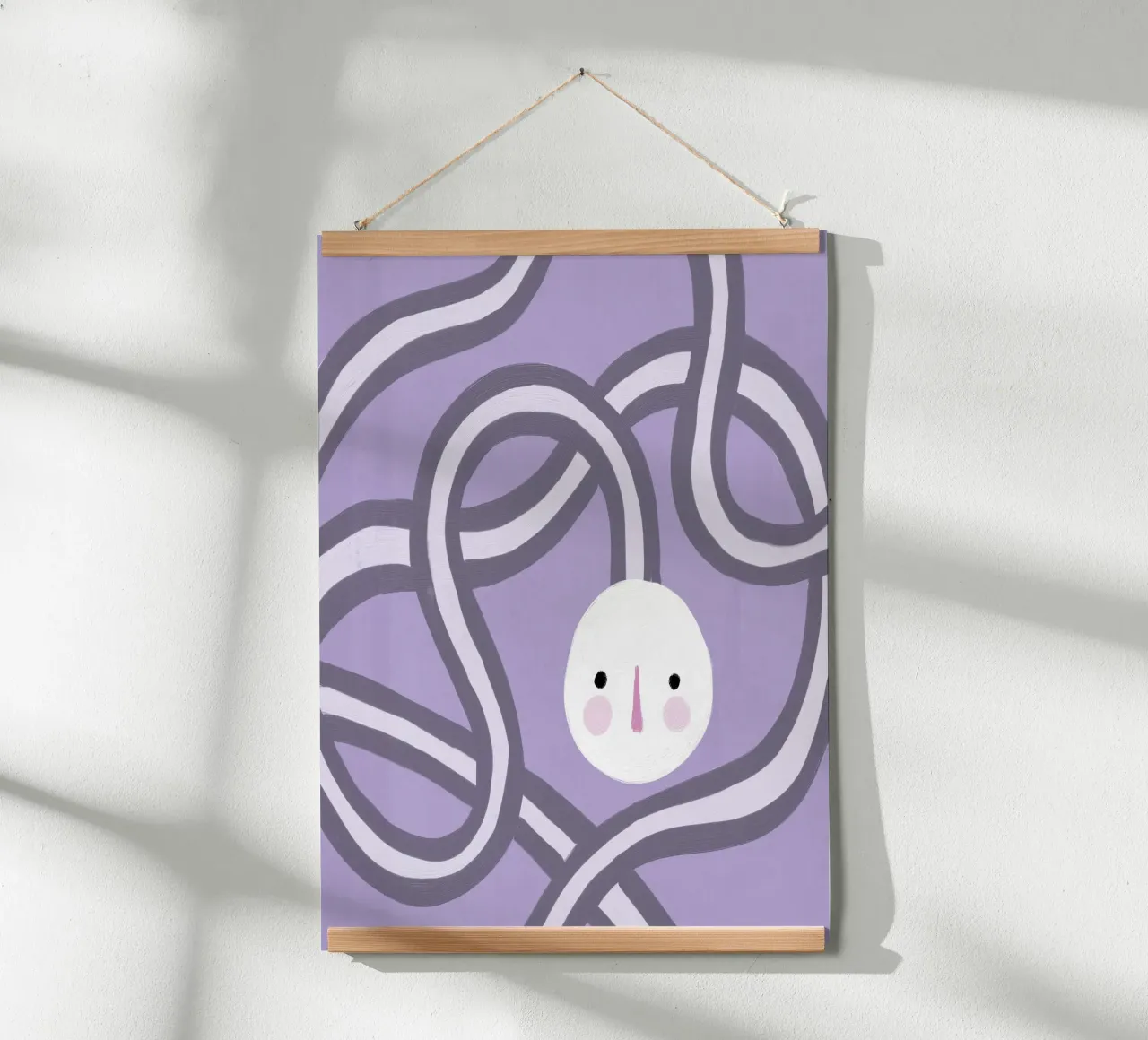 Volto viola poster con telaio in plastica da Johannes Lott Illustration