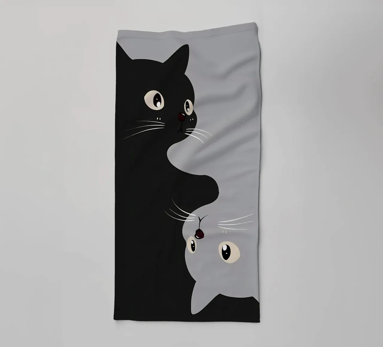 gatto nero gatto grigio occhi baffi naso orecchie code gatto sorridente asciugamano da bagno da Ashish Kashyap
