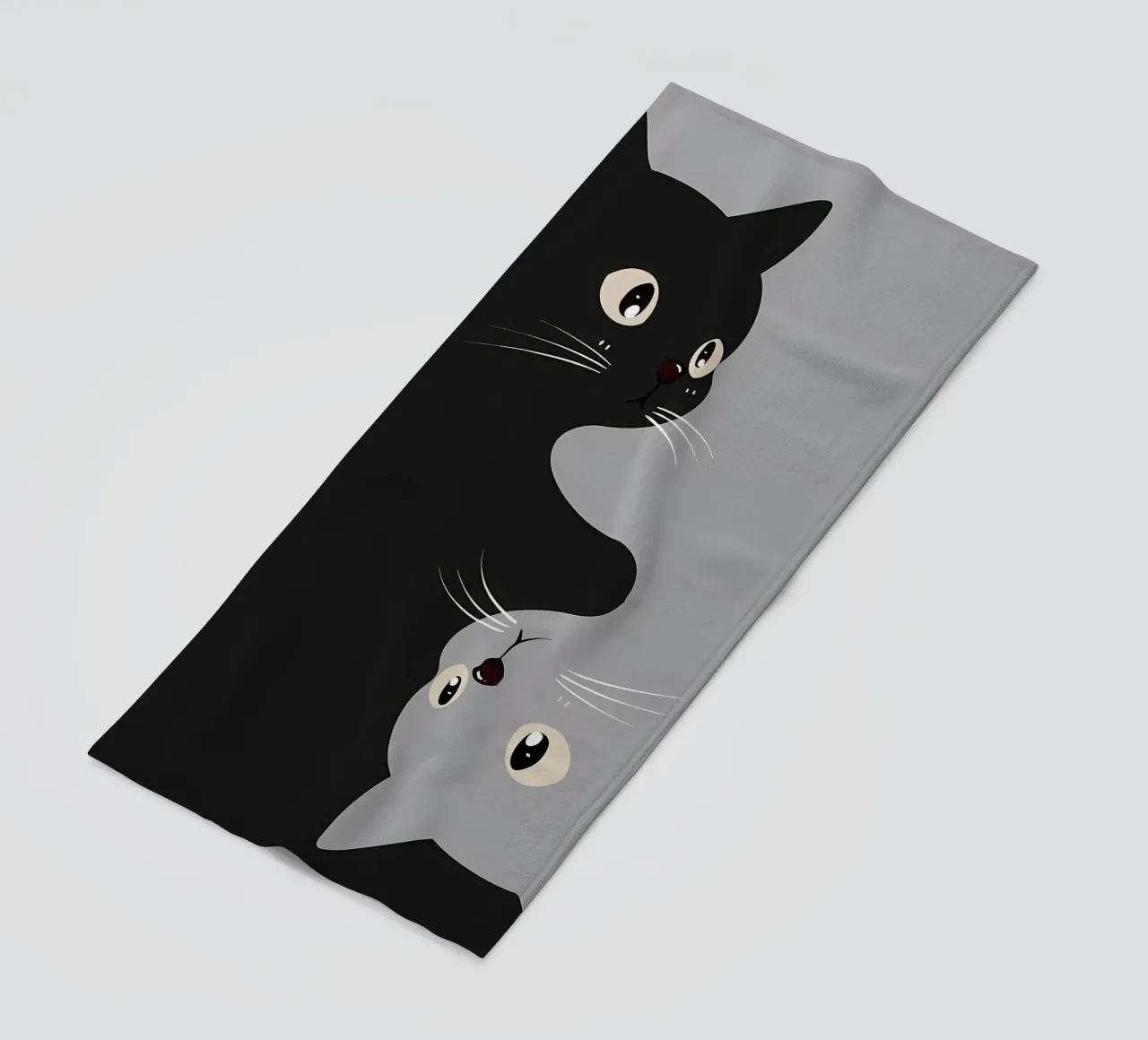 gatto nero gatto grigio occhi baffi naso orecchie code gatto sorridente telo mare da Ashish Kashyap
