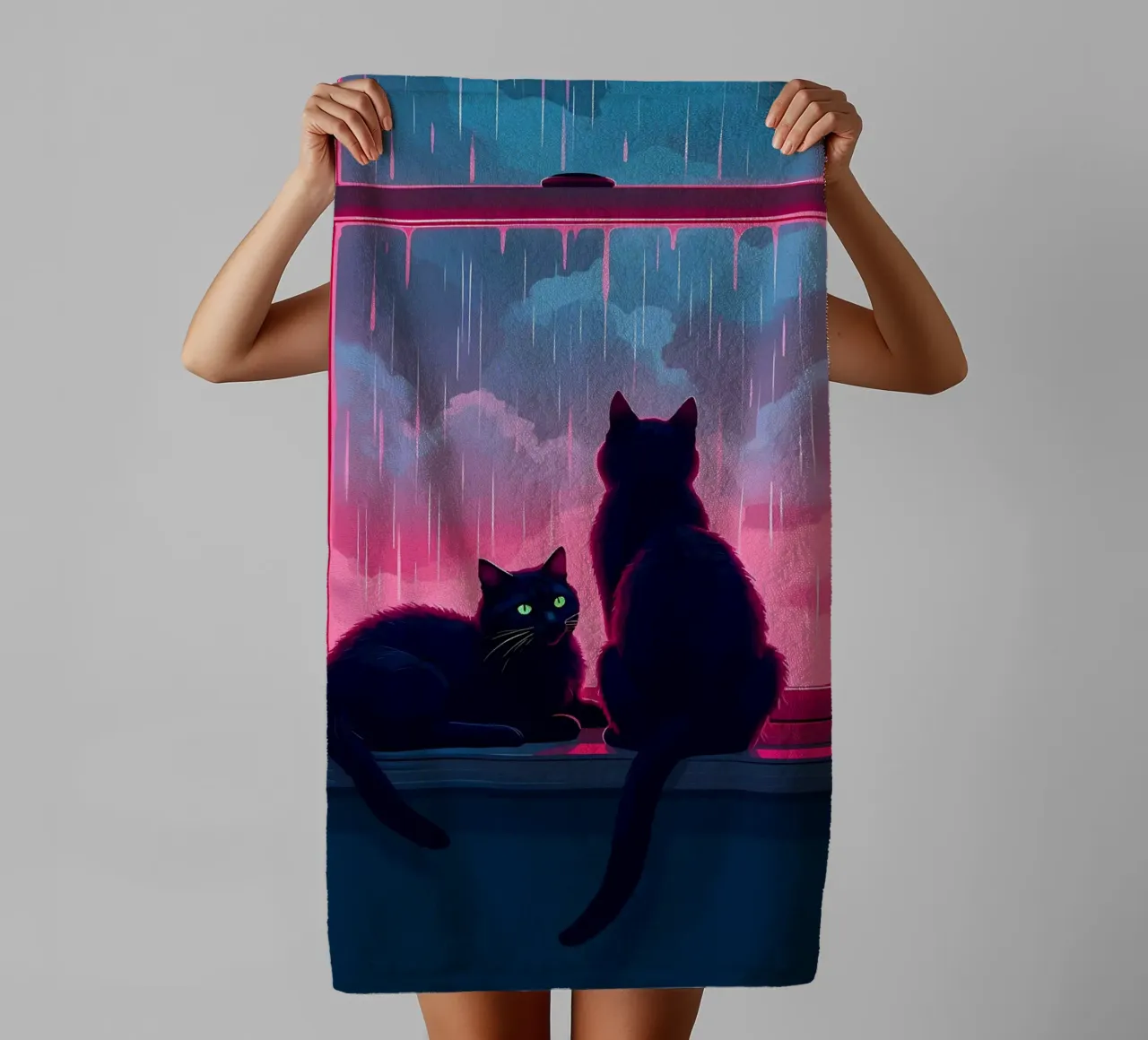 cats window rain stormy weather sky clouds reflections house towel by Ashish Kashyap