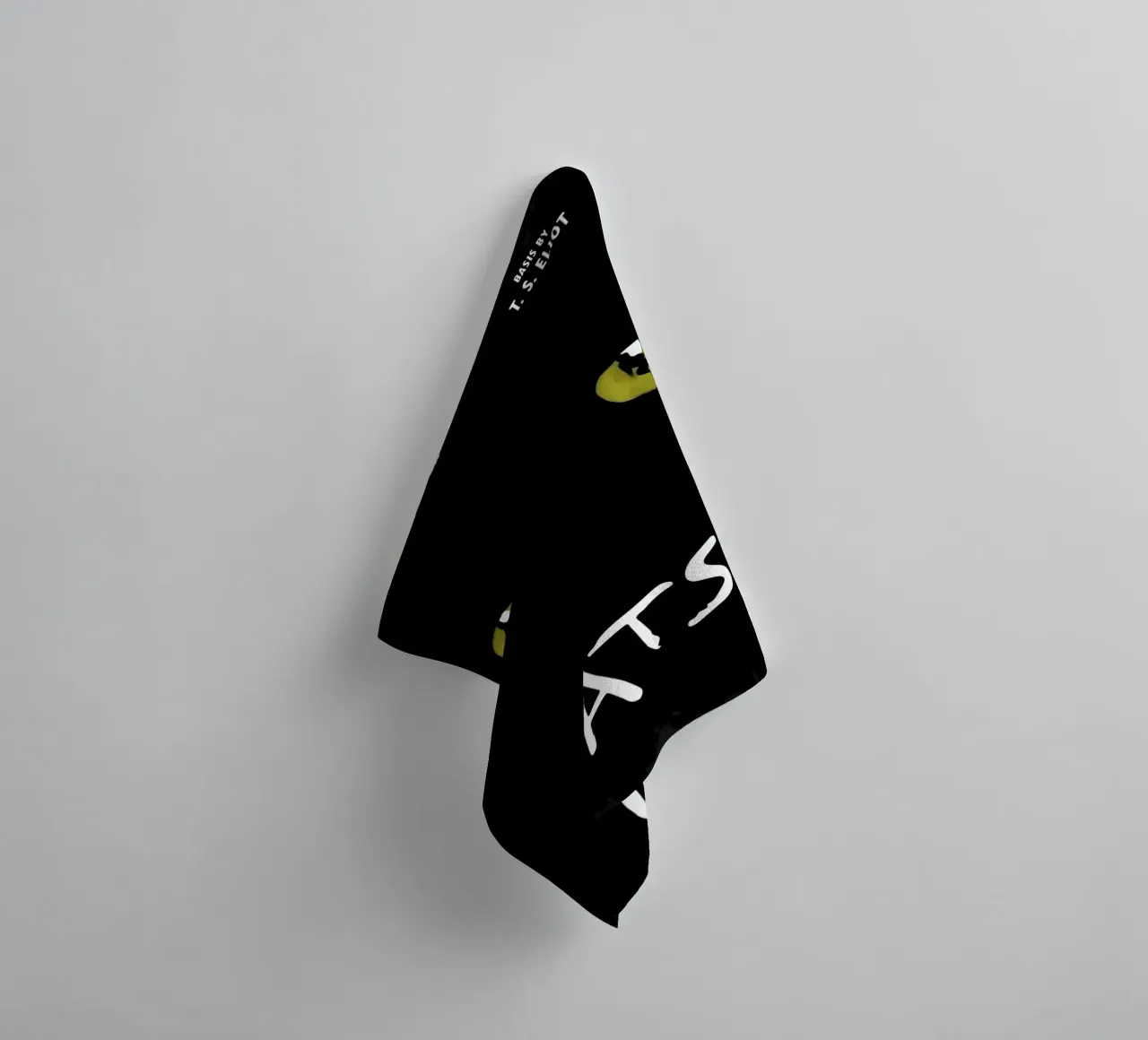 chat yeux texte typographie poster musical obscurité jaune vert serviette de bain de Ashish Kashyap