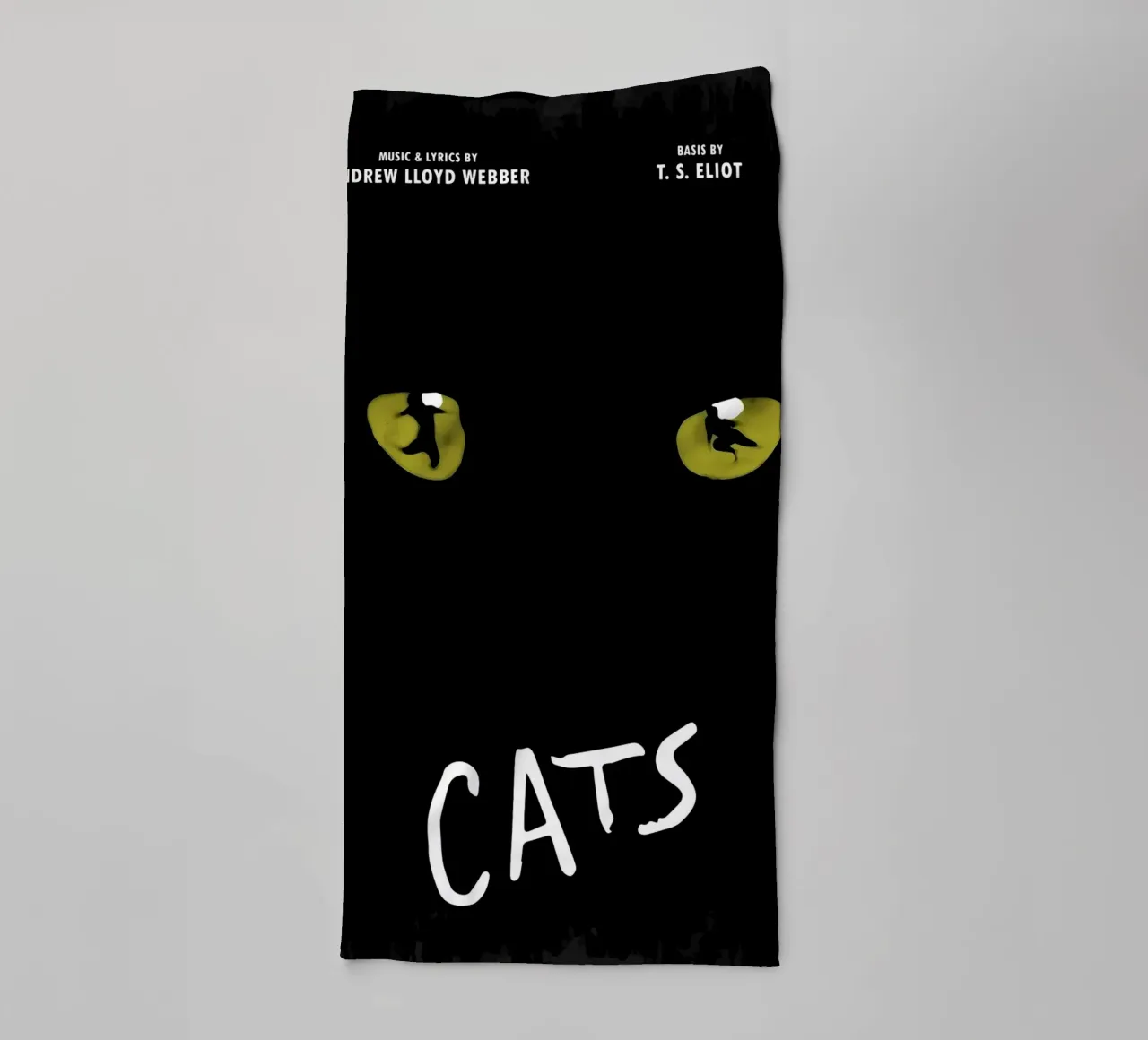 chat yeux texte typographie poster musical obscurité jaune vert serviette de bain de Ashish Kashyap