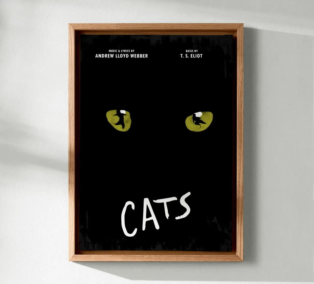 chat yeux texte typographie poster musical obscurité jaune vert toile avec Caisse américaine de Ashish Kashyap