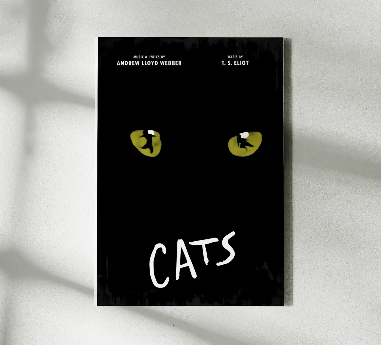 chat yeux texte typographie poster musical obscurité jaune vert toile avec Caisse américaine de Ashish Kashyap