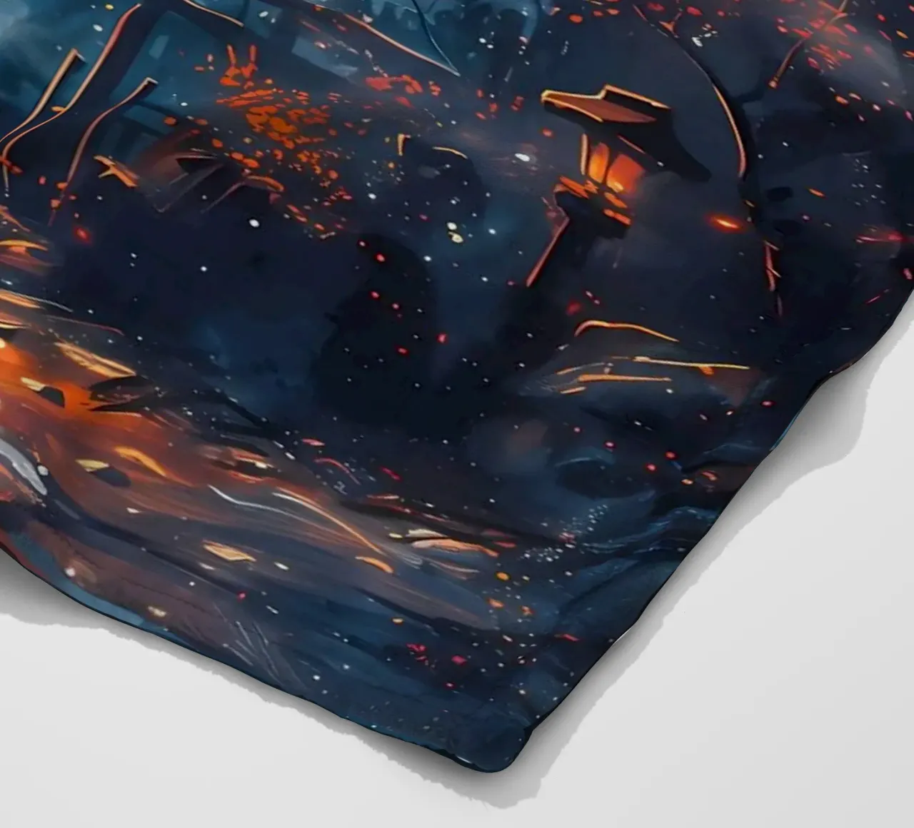full moon cat mountain waterfall torii gate lanterns autumn fleece blanket by Ashish Kashyap