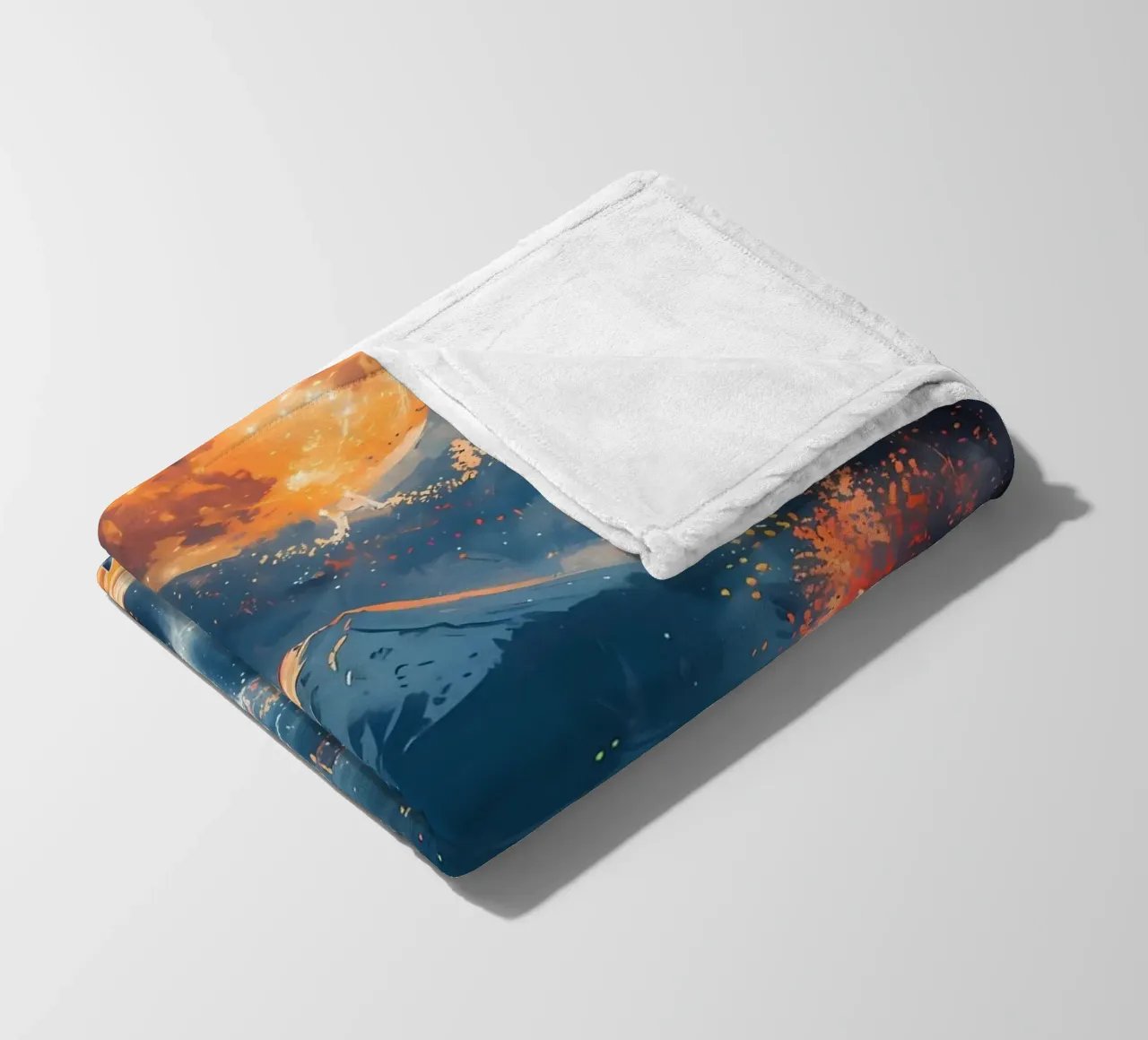 full moon cat mountain waterfall torii gate lanterns autumn fleece blanket by Ashish Kashyap