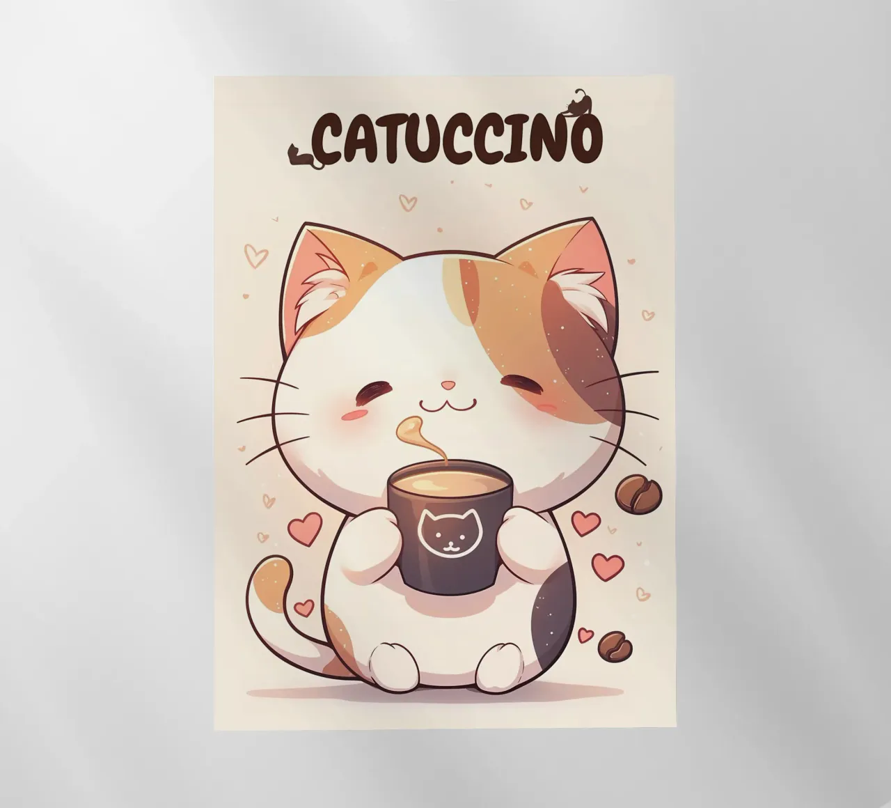 tazza caffè gatto forme cuore testo cartone animato orecchie gatto baffi c pellicola backlit da Ashish Kashyap
