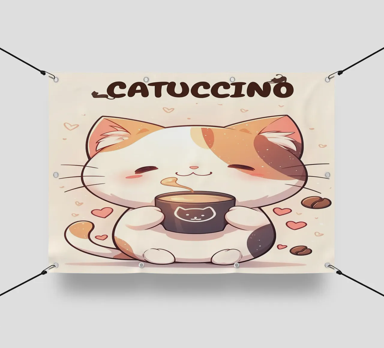 tazza caffè gatto forme cuore testo cartone animato orecchie gatto baffi c telo in pvc da Ashish Kashyap