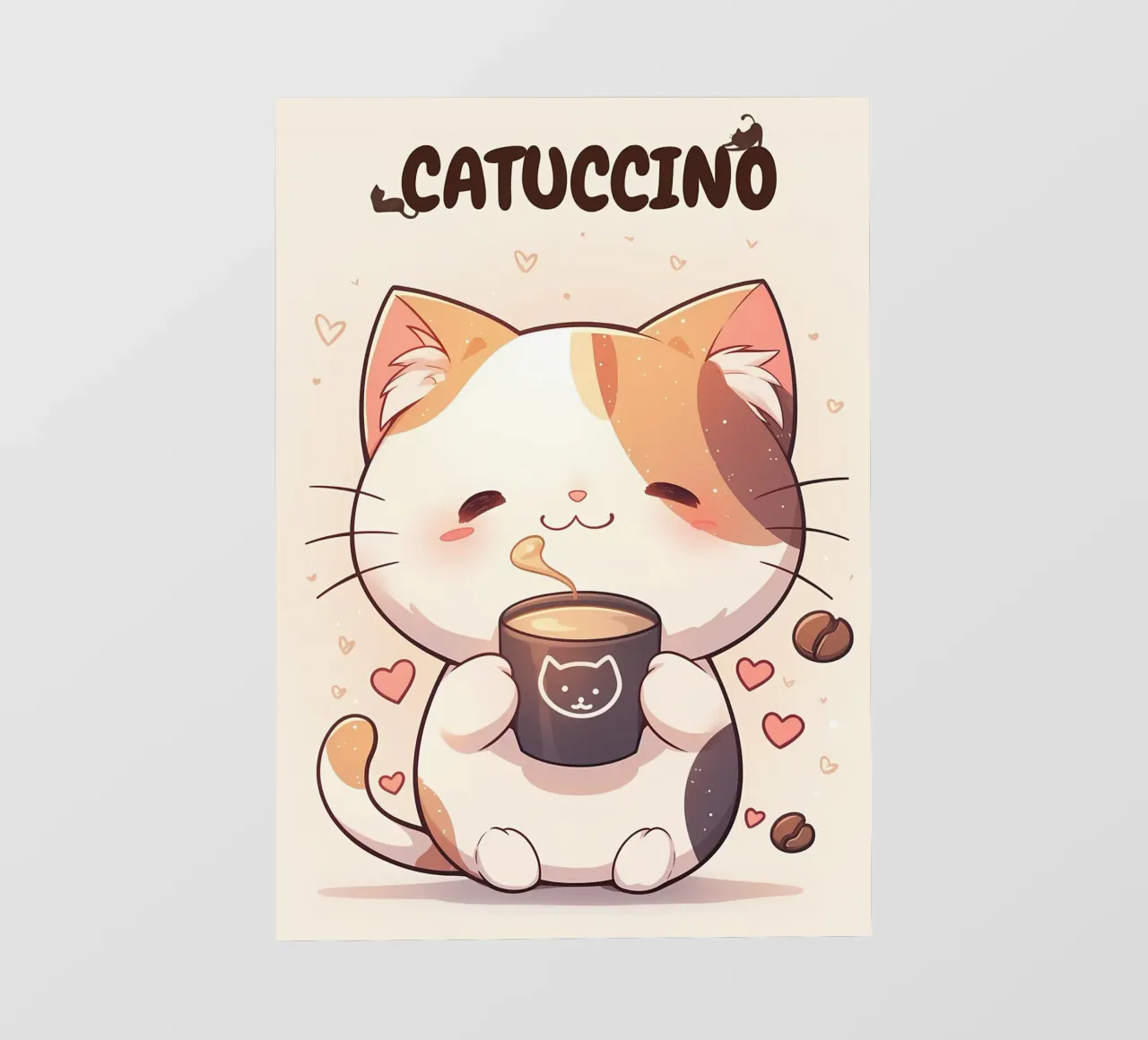 tazza caffè gatto forme cuore testo cartone animato orecchie gatto baffi c telo in pvc da Ashish Kashyap