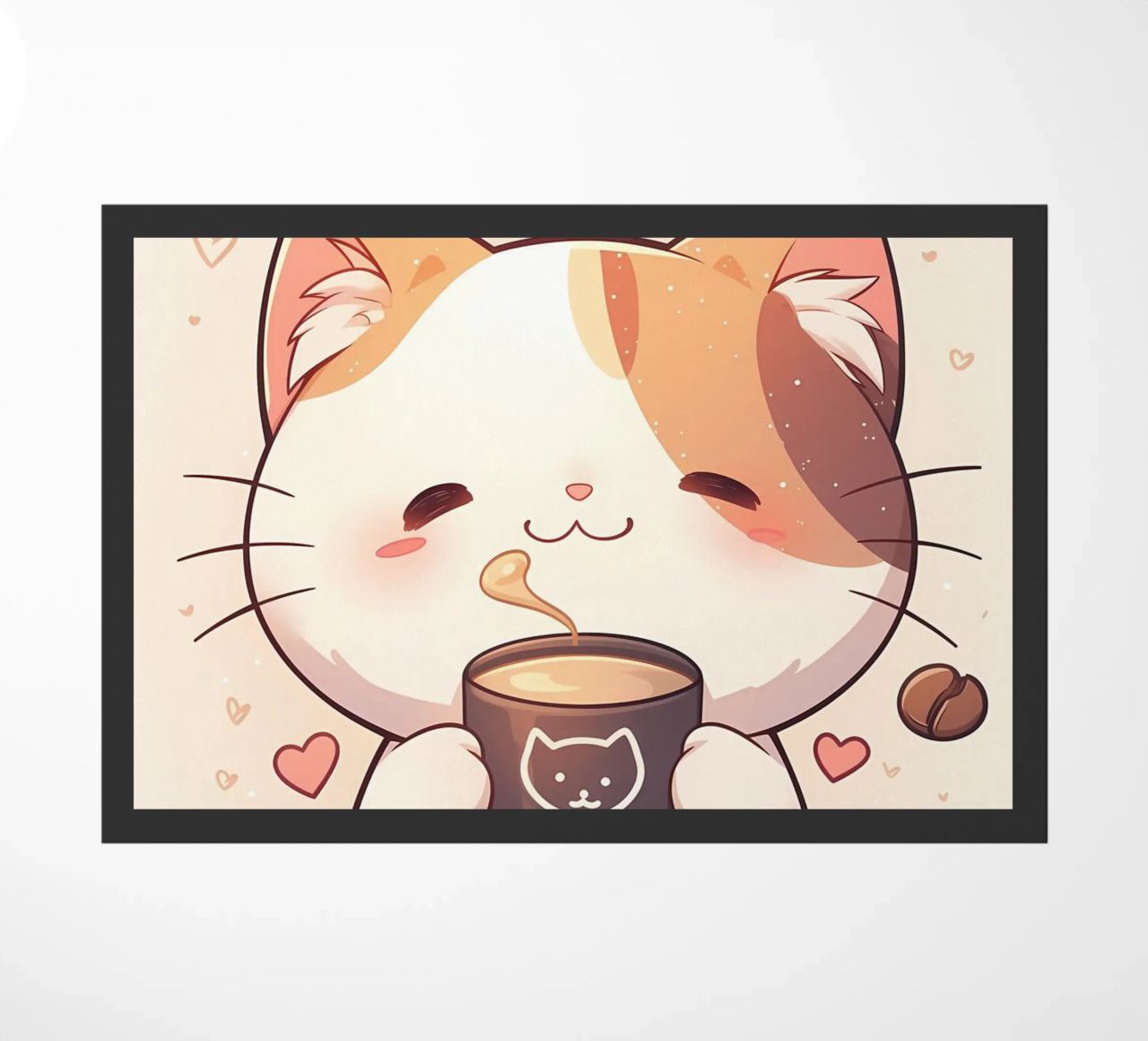 tazza caffè gatto forme cuore testo cartone animato orecchie gatto baffi c zerbino da Ashish Kashyap