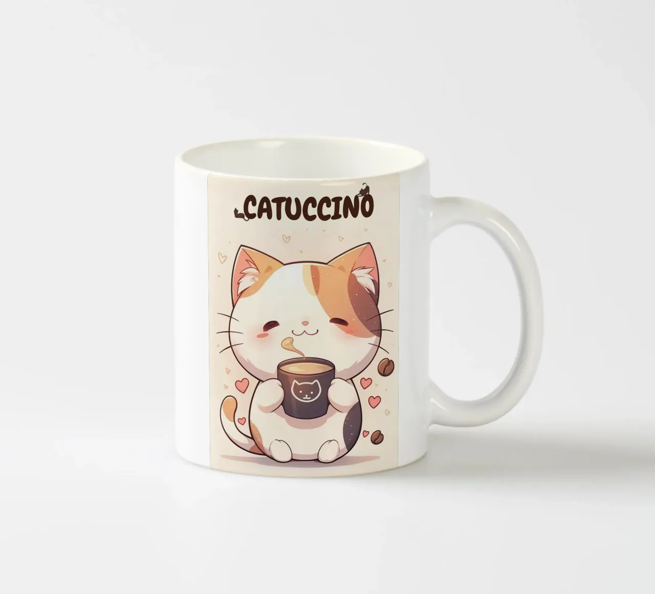 cat coffee heart shapes mug cartoon text cat ears whiskers c ceramic mug by Ashish Kashyap