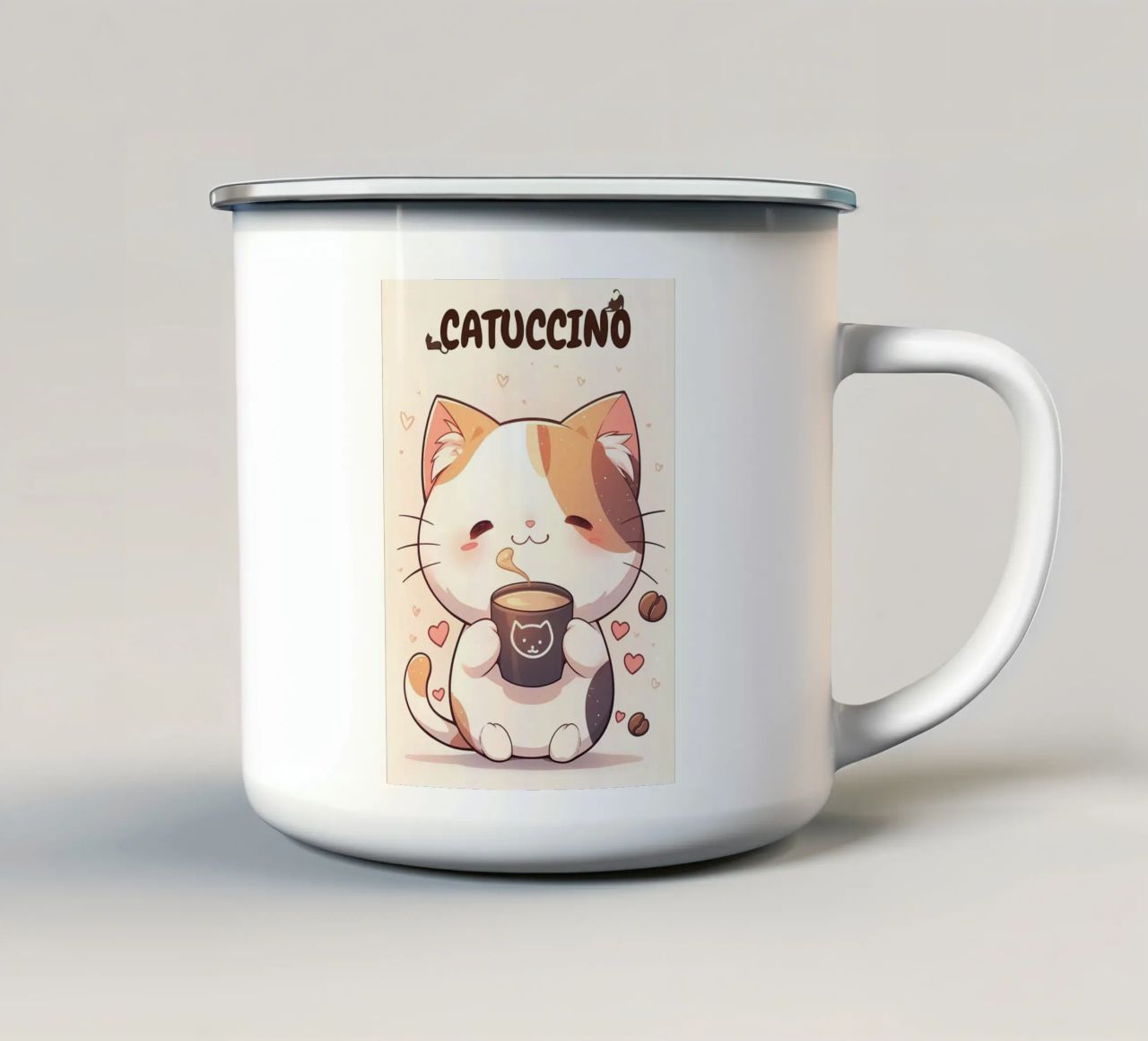 tazza caffè gatto forme cuore testo cartone animato orecchie gatto baffi c tazza in smalto da Ashish Kashyap