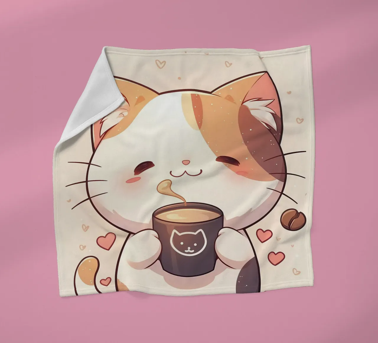 tazza caffè gatto forme cuore testo cartone animato orecchie gatto baffi c coperta in pile da Ashish Kashyap