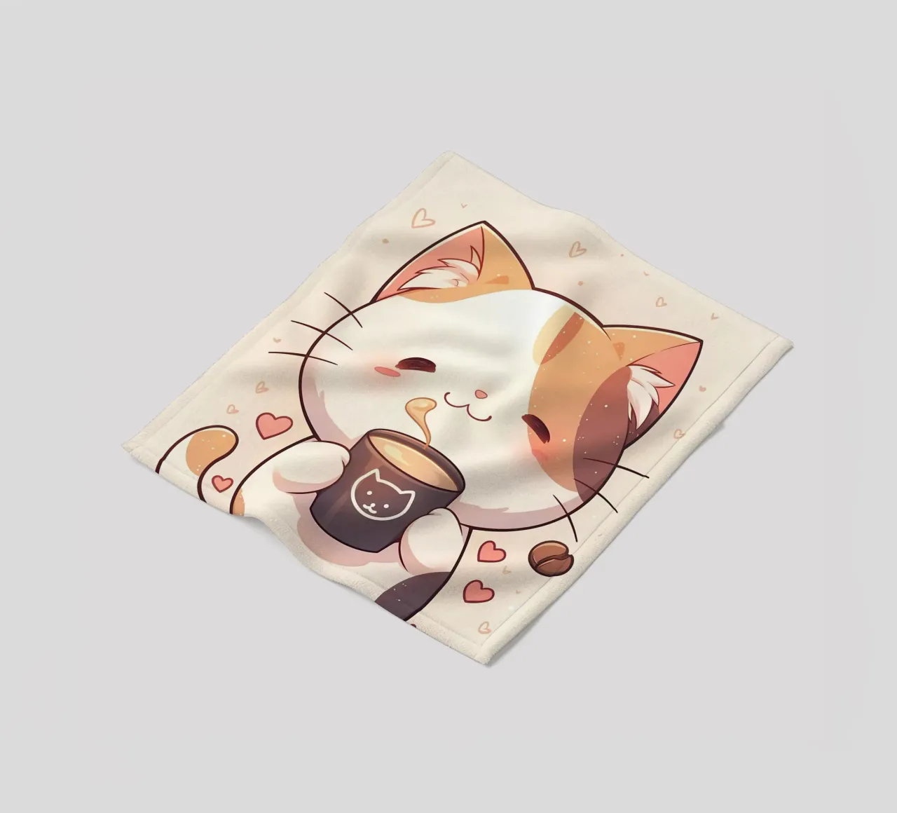 tazza caffè gatto forme cuore testo cartone animato orecchie gatto baffi c coperta in pile da Ashish Kashyap
