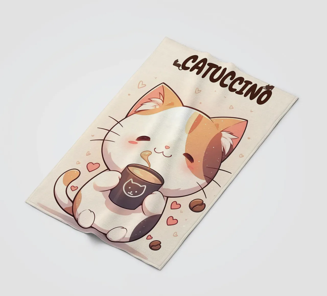 tazza caffè gatto forme cuore testo cartone animato orecchie gatto baffi c coperta in pile da Ashish Kashyap