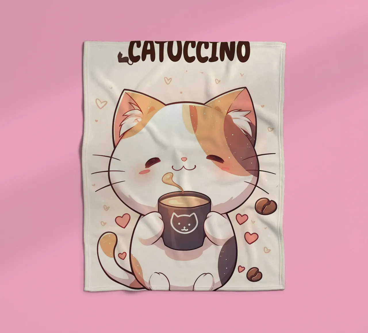 tazza caffè gatto forme cuore testo cartone animato orecchie gatto baffi c coperta in pile da Ashish Kashyap