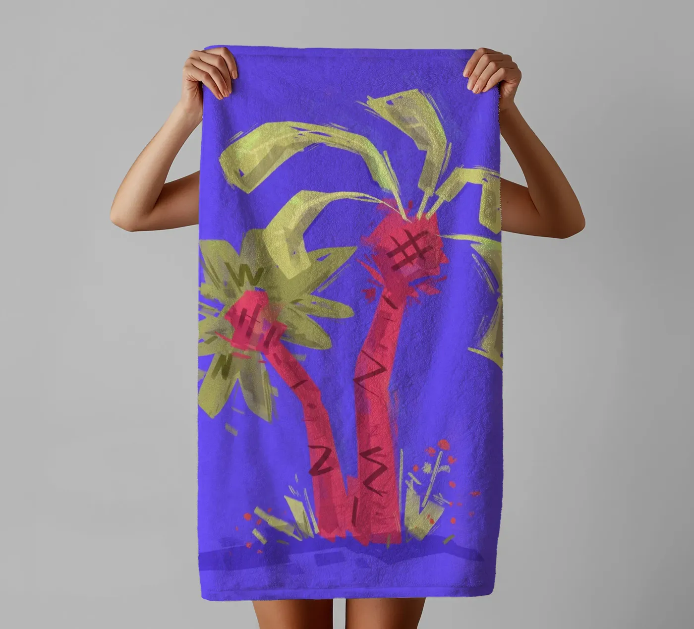 Palmen badhanddoek van Johannes Lott Illustration