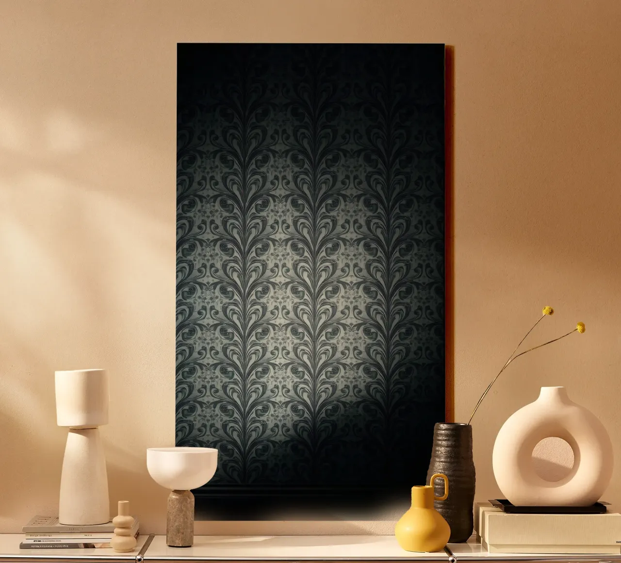 Elegant abstract pattern serves as a stylish wallart canvas with Floater frame by DesignDoodle