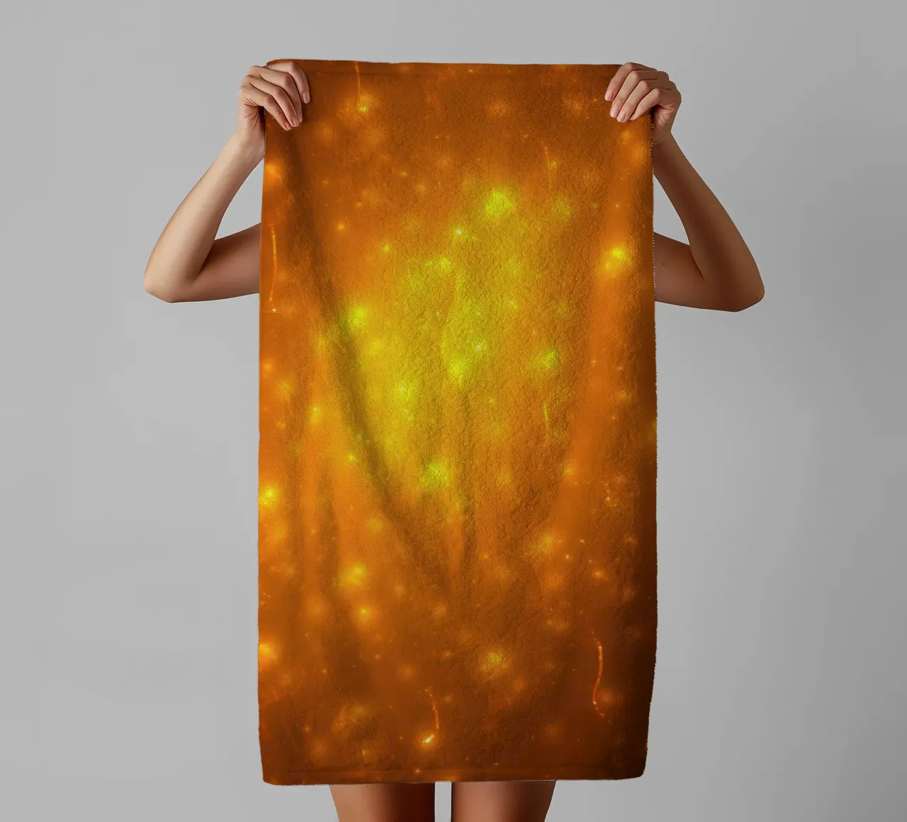 Bright abstract background with glowing particles towel by DesignDoodle