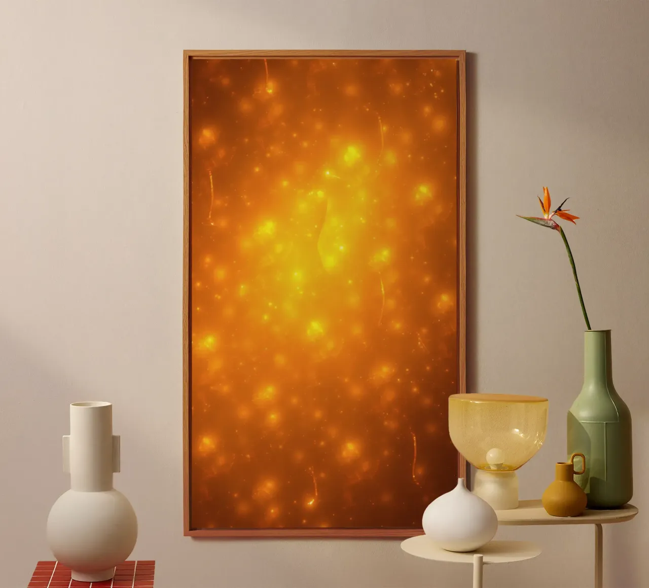 Bright abstract background with glowing particles alu-dibond by DesignDoodle