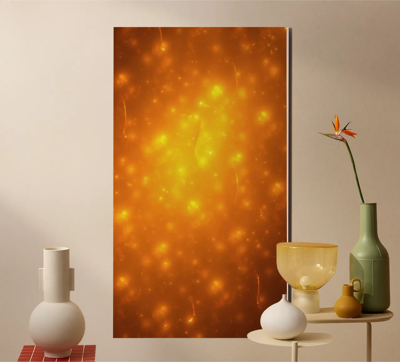 Bright abstract background with glowing particles alu-dibond by DesignDoodle