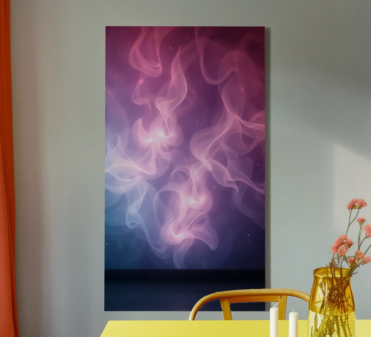 Dreamy abstract smoke design vibrant colors and smooth flow canvas with Floater frame by DesignDoodle
