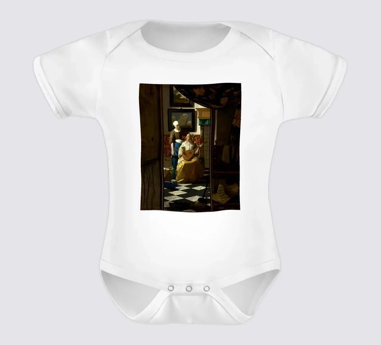vermeer - una donna riceve una lettera d'amore da un servo body neonato maniche corte da The Dinda
