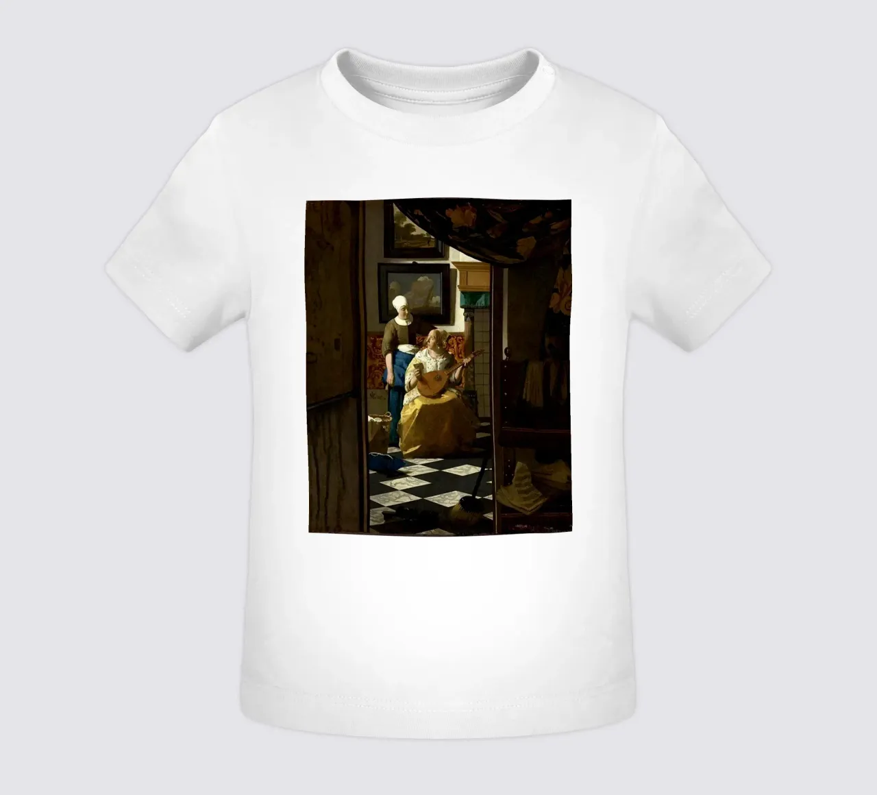 vermeer - una donna riceve una lettera d'amore da un servo maglietta neonato da The Dinda