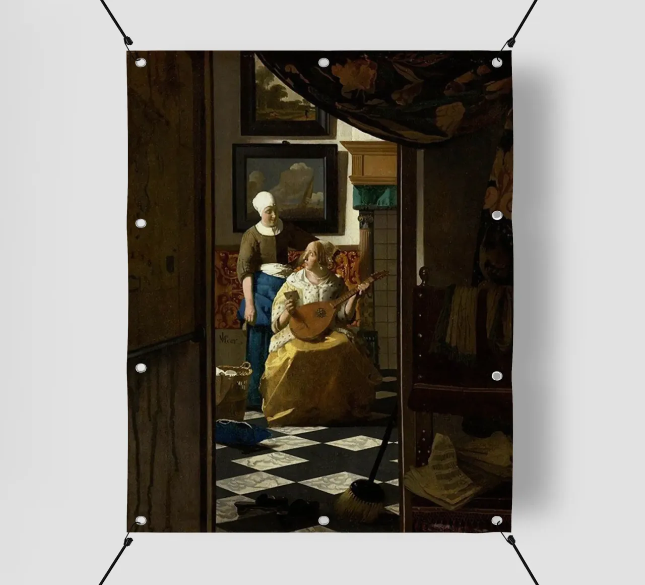 vermeer - una donna riceve una lettera d'amore da un servo telo in pvc da The Dinda