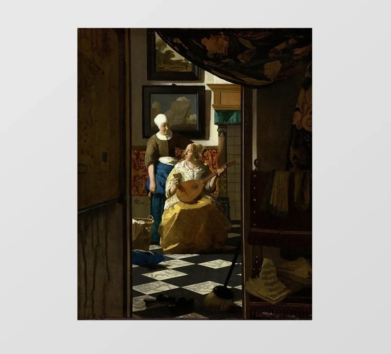 vermeer - una donna riceve una lettera d'amore da un servo telo in pvc da The Dinda