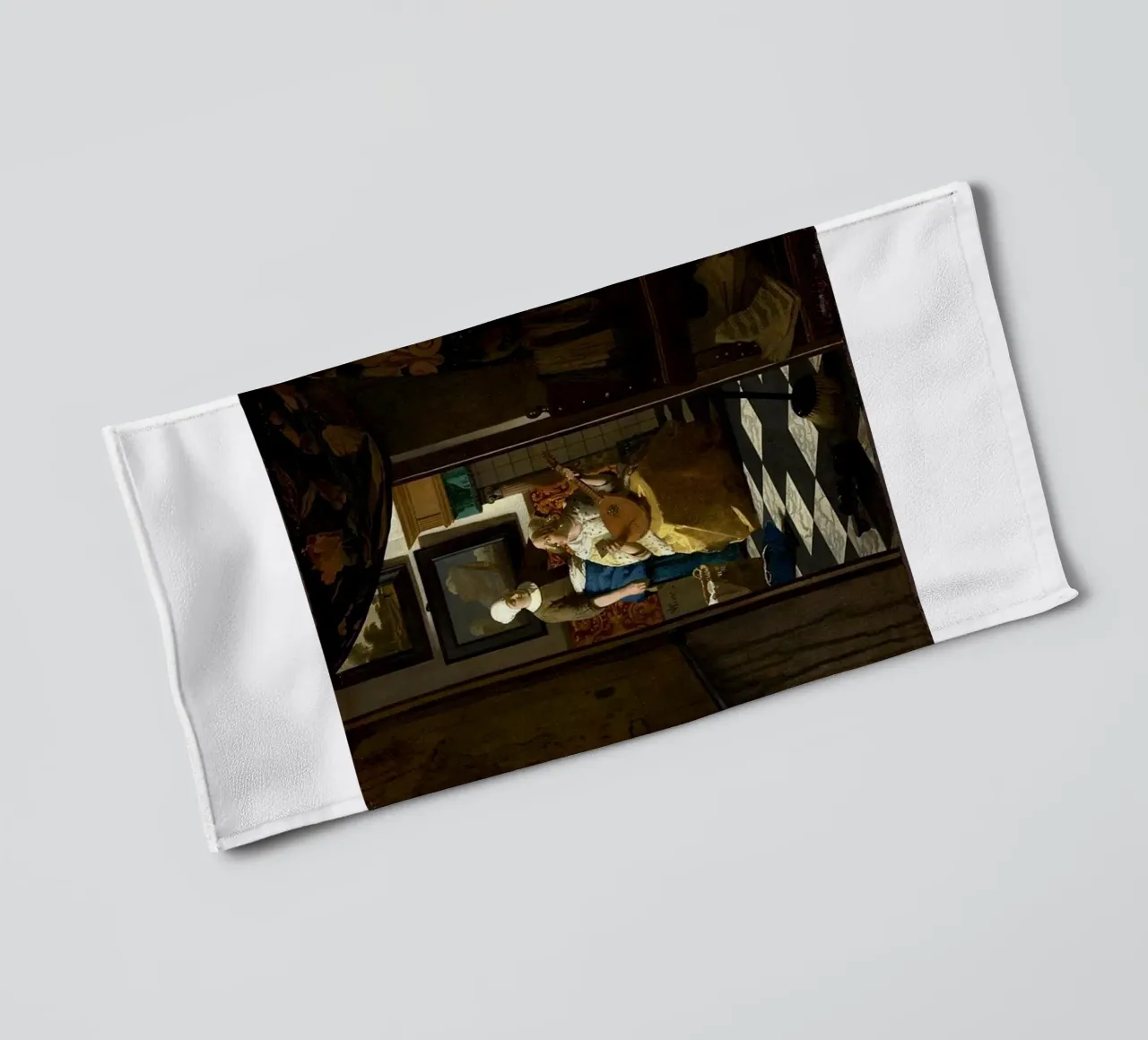vermeer - una donna riceve una lettera d'amore da un servo asciugamano da bagno da The Dinda