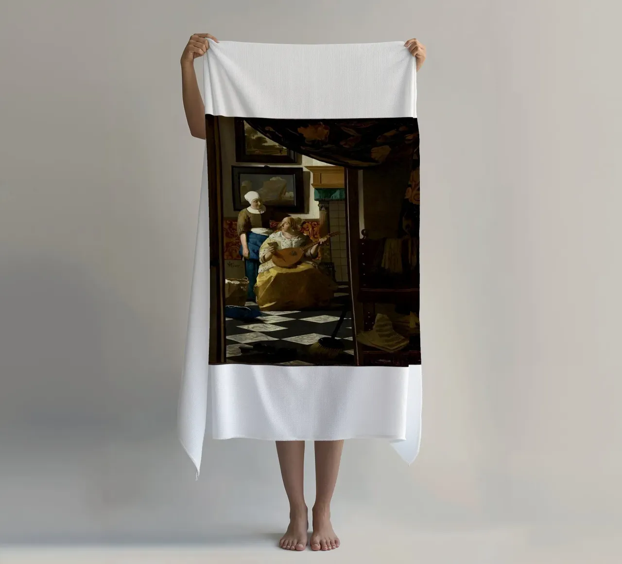 vermeer - una donna riceve una lettera d'amore da un servo telo mare da The Dinda