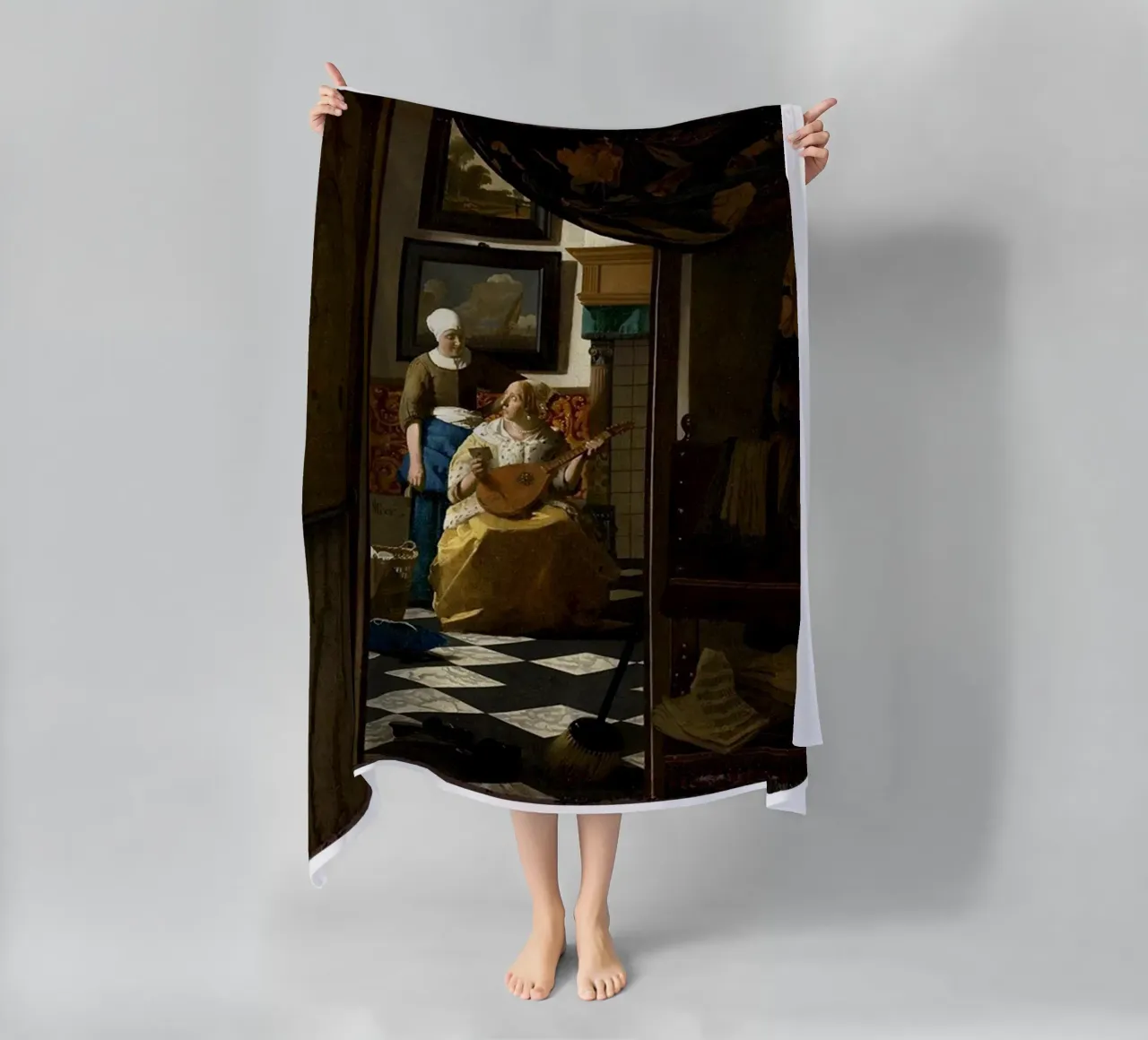 vermeer - una donna riceve una lettera d'amore da un servo telo mare da The Dinda