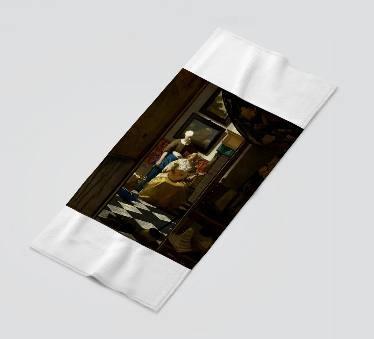 vermeer - una donna riceve una lettera d'amore da un servo telo mare da The Dinda