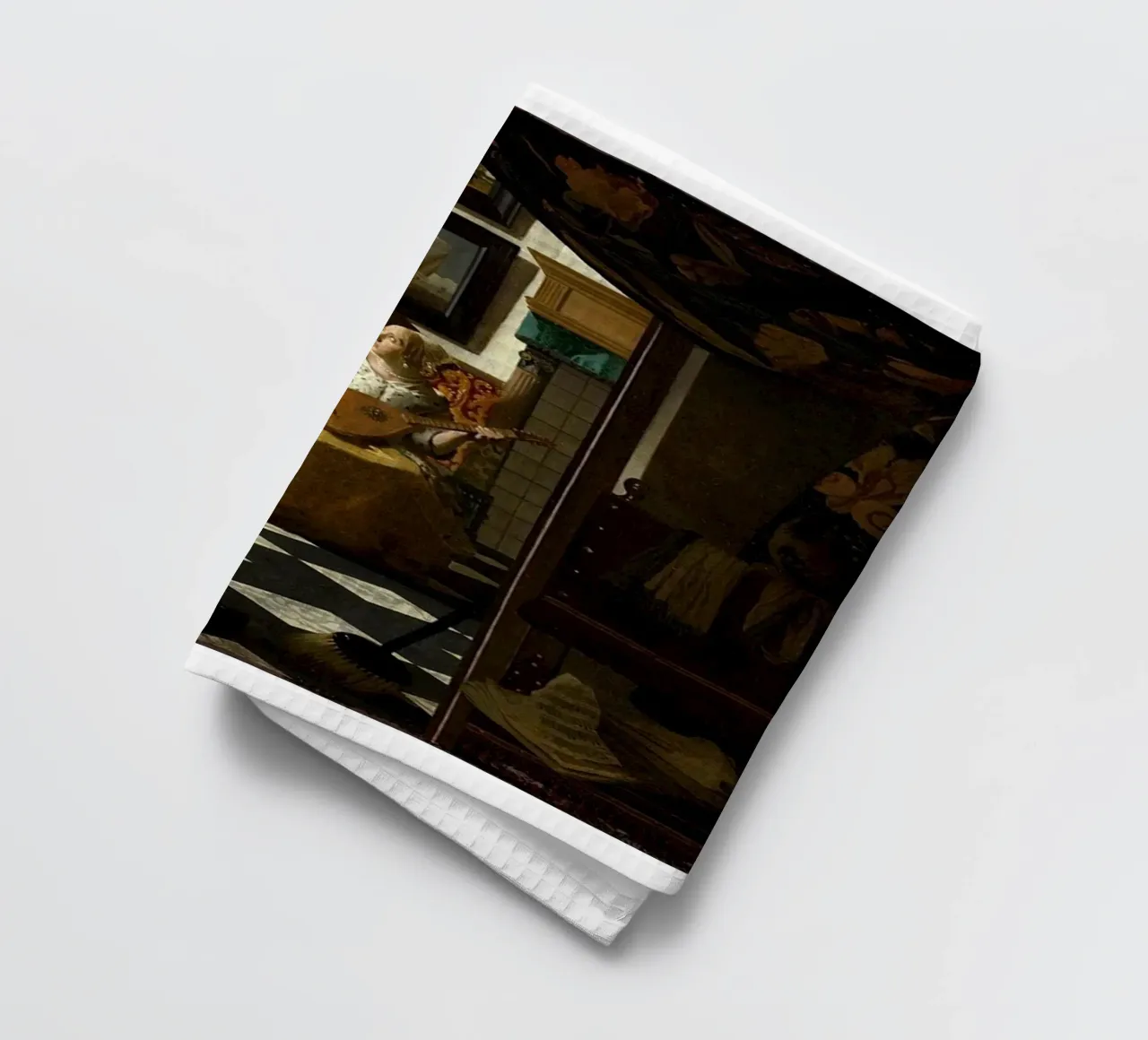 vermeer - una donna riceve una lettera d'amore da un servo canovaccio da cucina da The Dinda