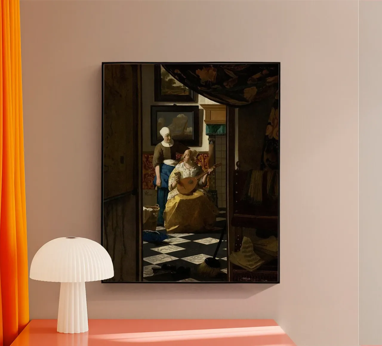vermeer - una donna riceve una lettera d'amore da un servo plexiglass da The Dinda