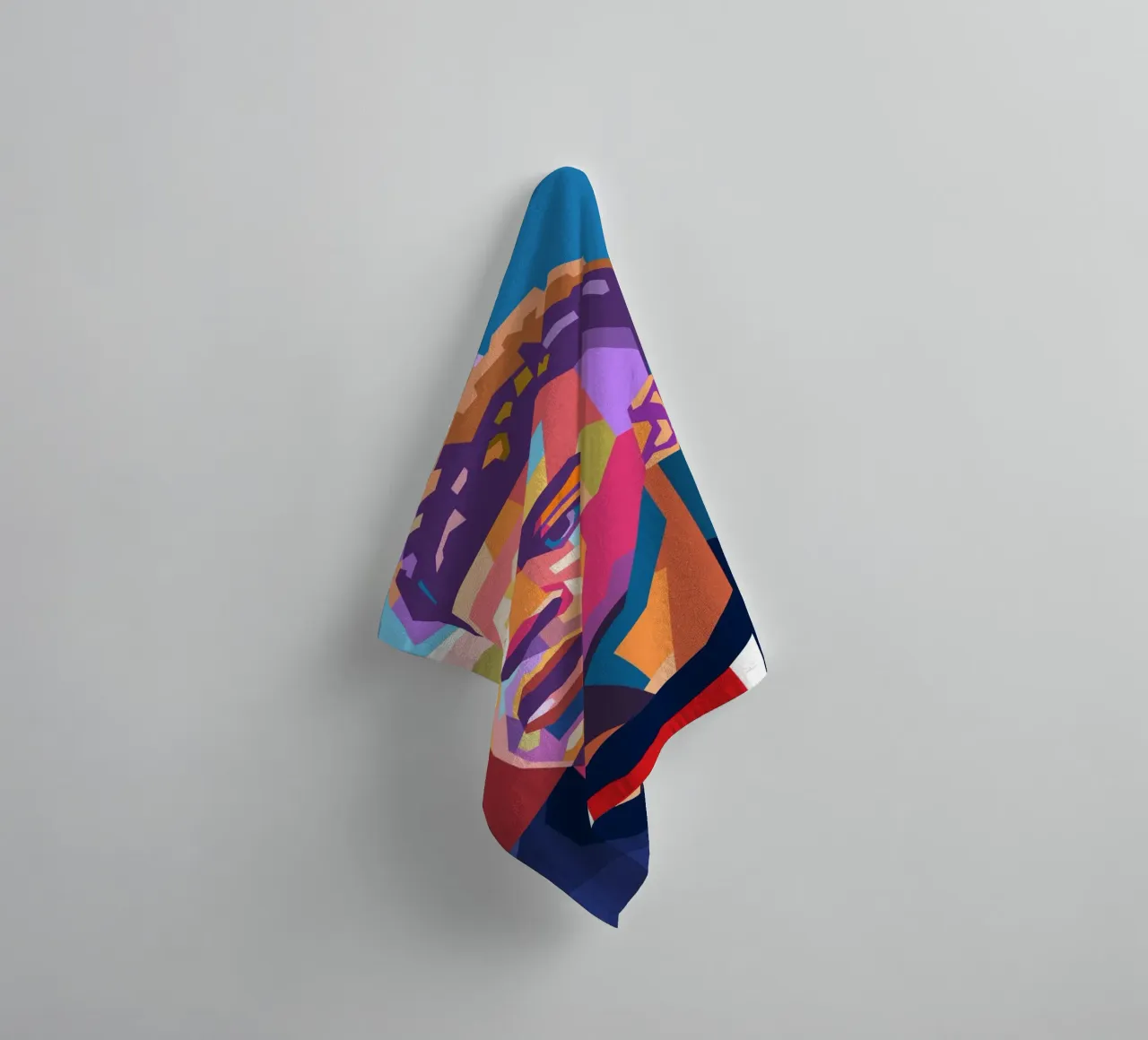Desire Doue colorful pop art portrait towel by Hantamrata