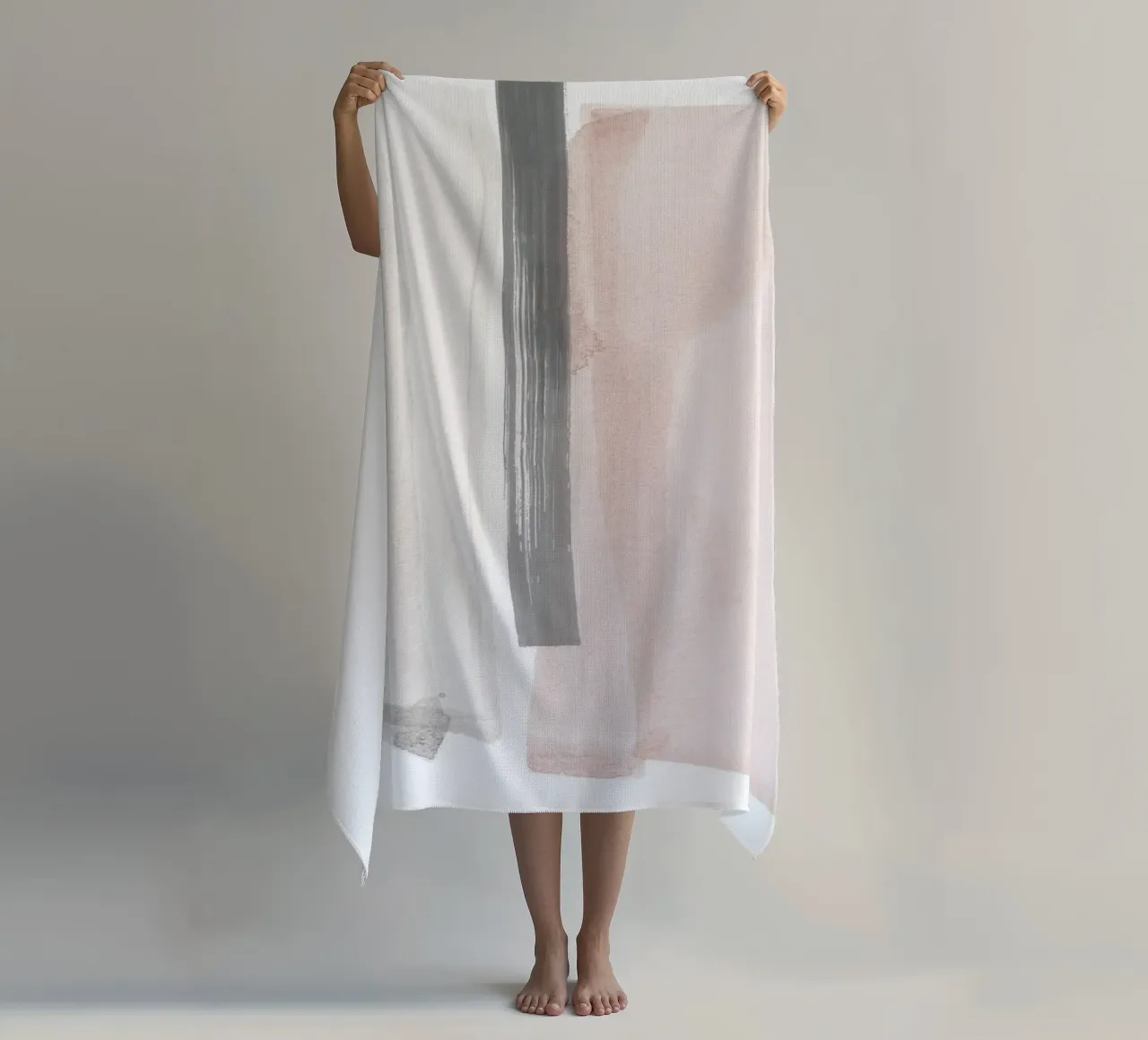 Pennellate rosa e grigio 1 telo mare da NouveauPrints