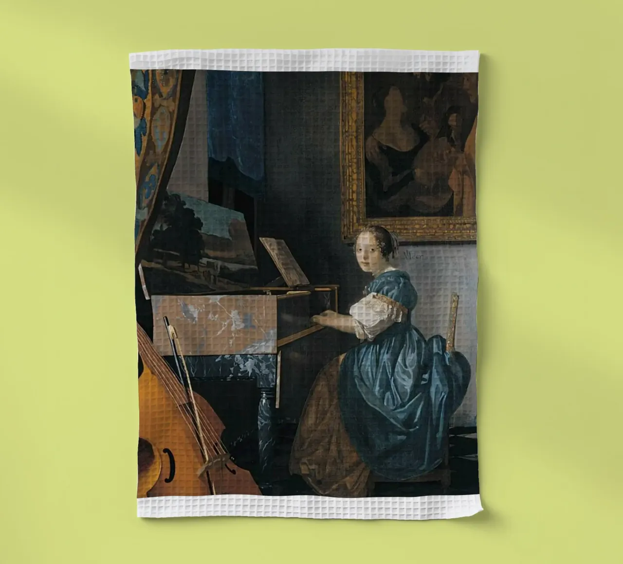 vermeer - femme assise devant un clavier torchon de The Dinda