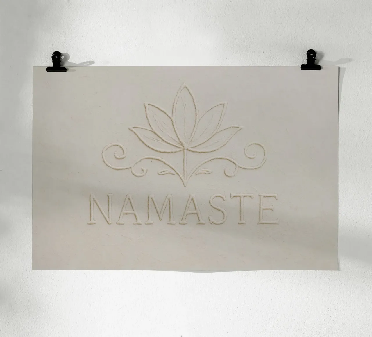Namaste (Sand) poster con telaio in legno da treechild