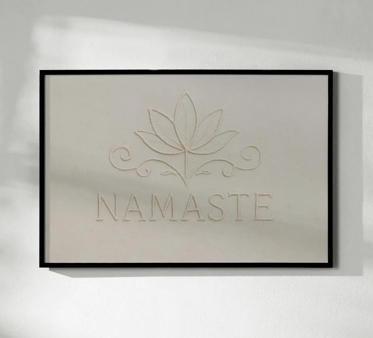 Namaste (Sand) poster con telaio in legno da treechild