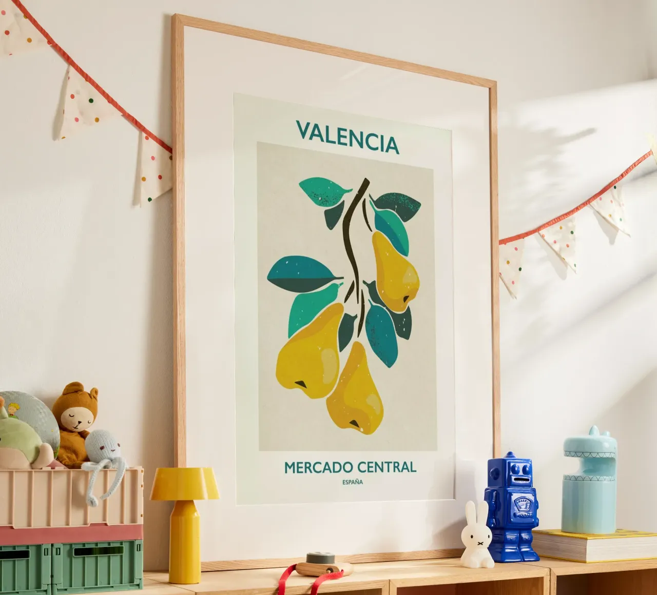 Mercado Central Valencia poster con telaio in plastica da Pure