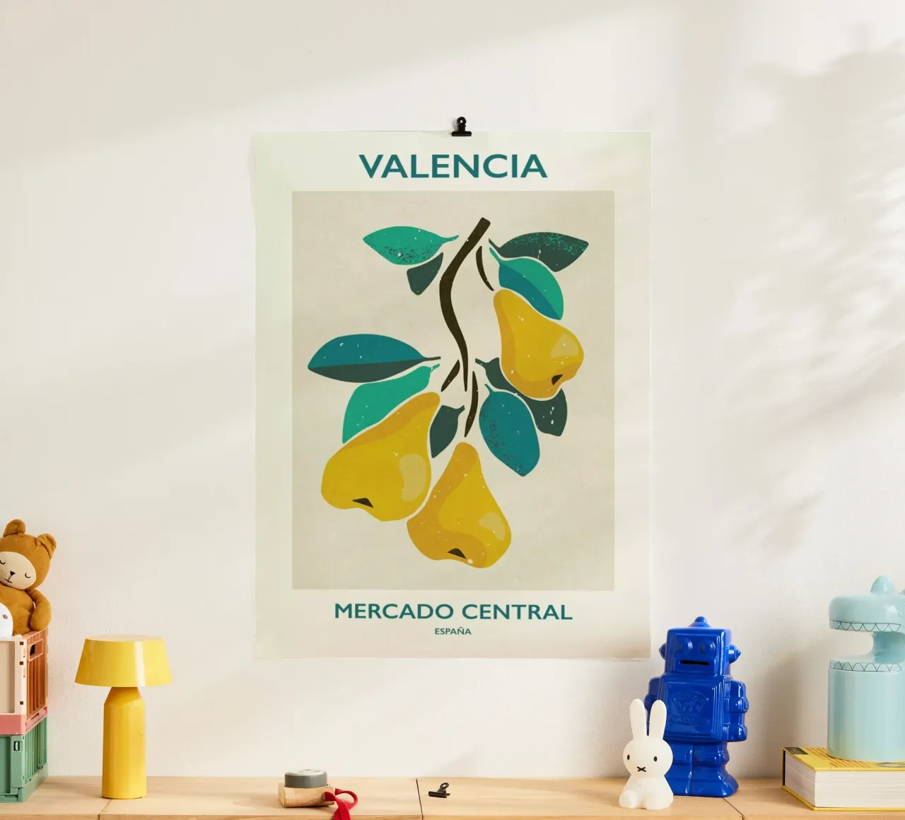 Mercado Central Valencia poster con telaio in plastica da Pure