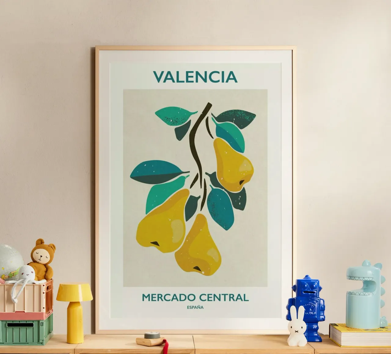 Mercado Central Valencia poster con telaio in plastica da Pure