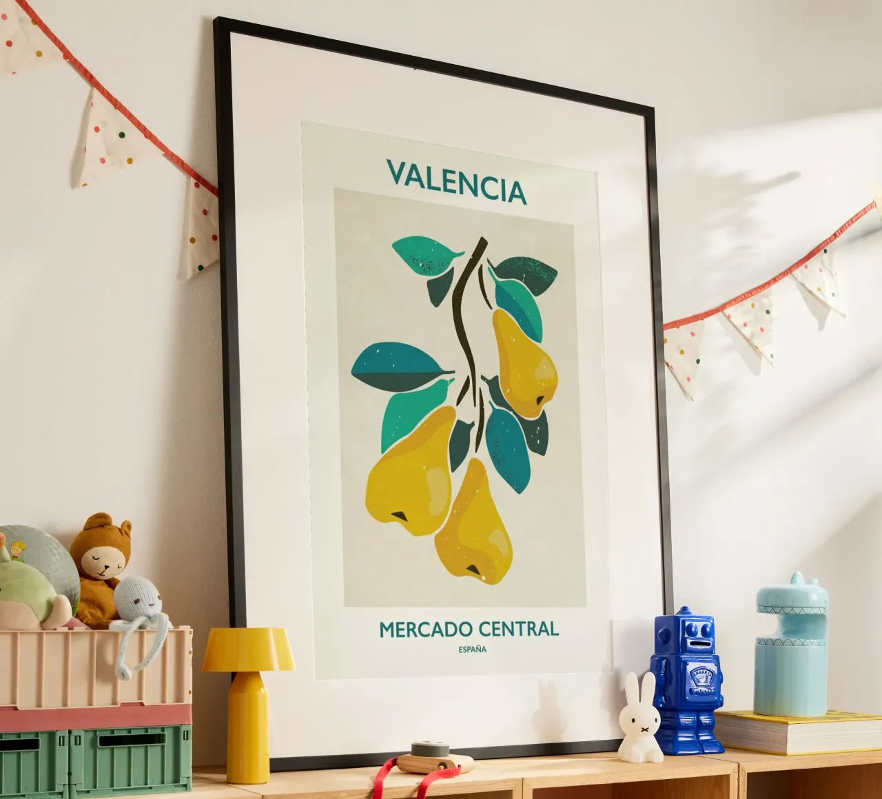 Mercado Central Valencia poster con telaio in plastica da Pure