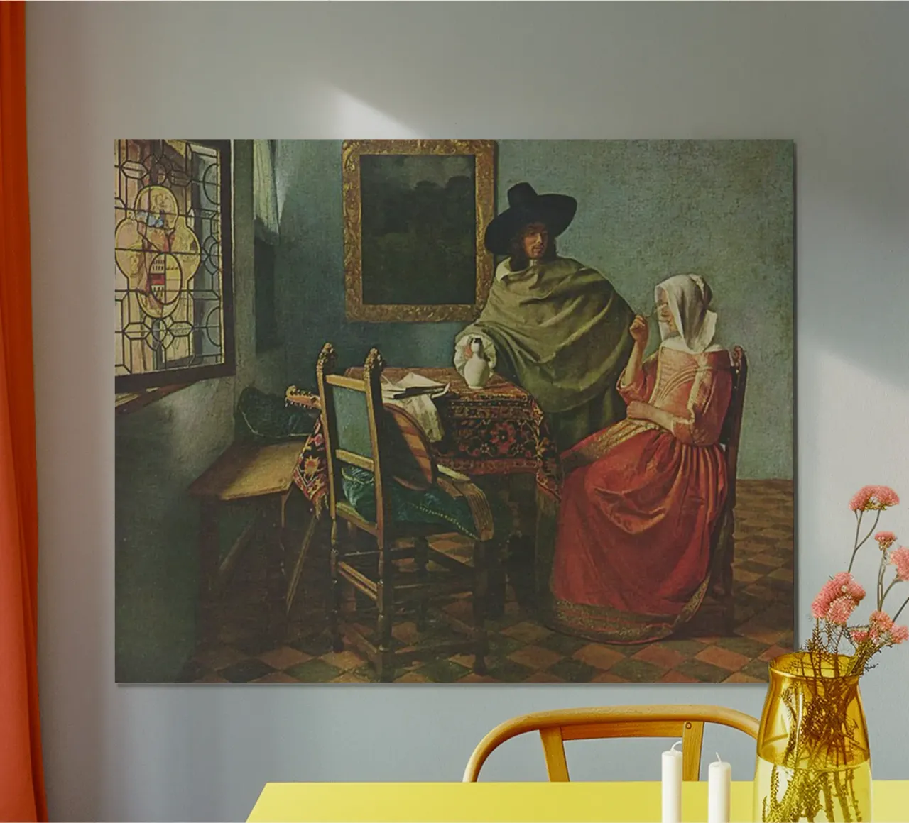 vermeer - husband and wife are sitting at the dining table hahnemühle by The Dinda