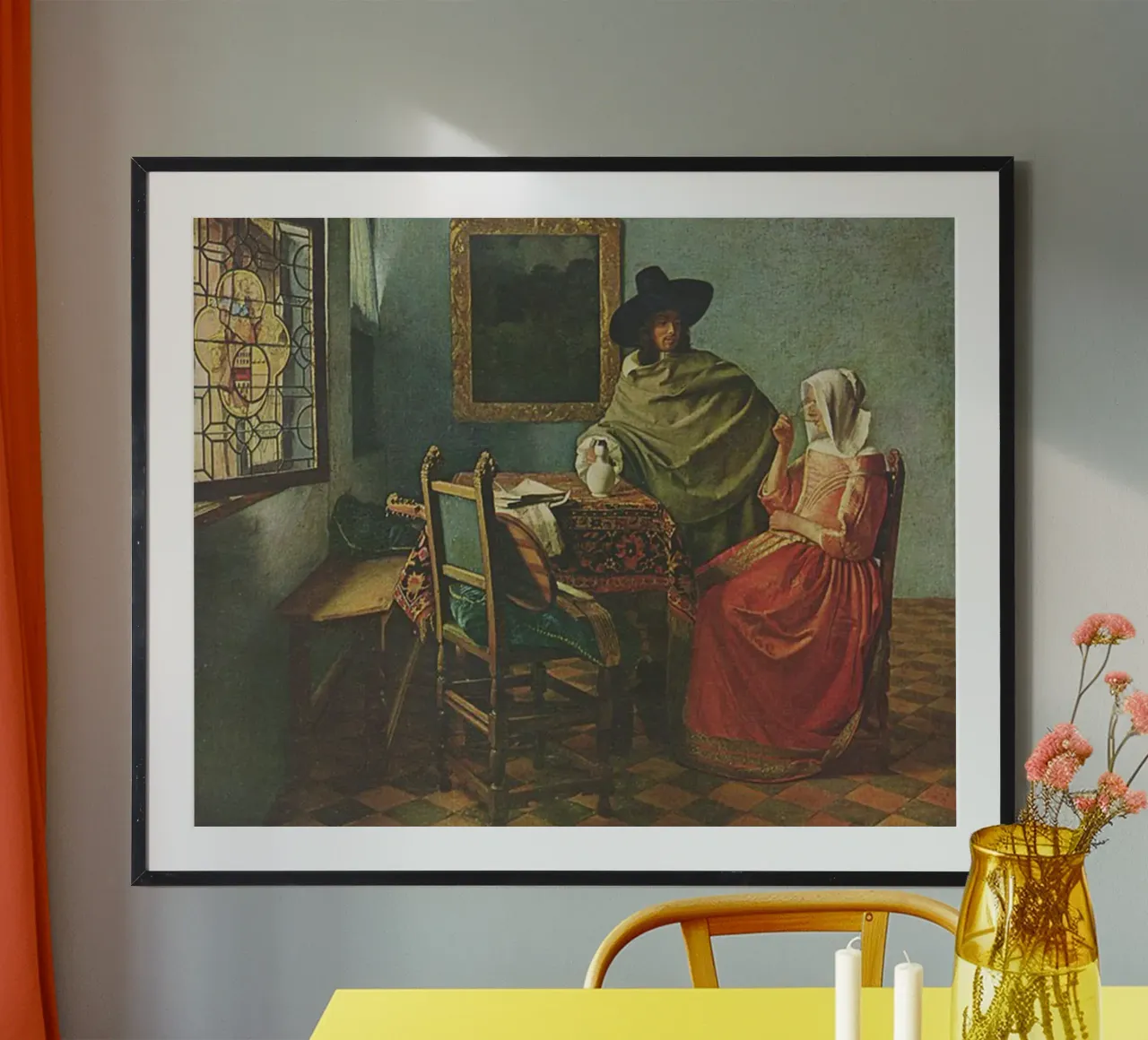 vermeer - husband and wife are sitting at the dining table hahnemühle by The Dinda