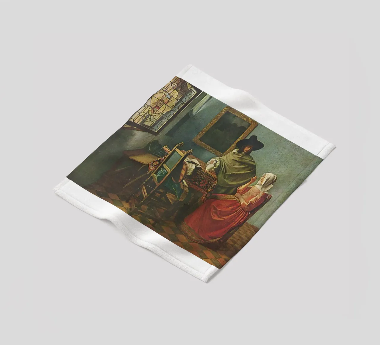 vermeer - husband and wife are sitting at the dining table fleece blanket by The Dinda