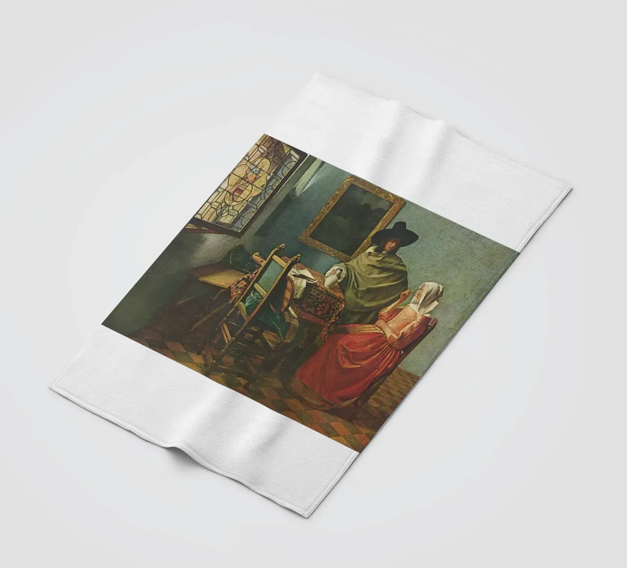 vermeer - husband and wife are sitting at the dining table fleece blanket by The Dinda